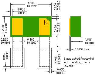 nanoDFN SMXLLSD101B MCC Semi LLSD101B Schottky Diode, 50V, 15mA (LLSD101B)